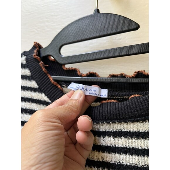 Zara Striped Preppy Tee Small Gothic Preppy Tee Steampunk Knit Twee witchy emo - Picture 2 of 7